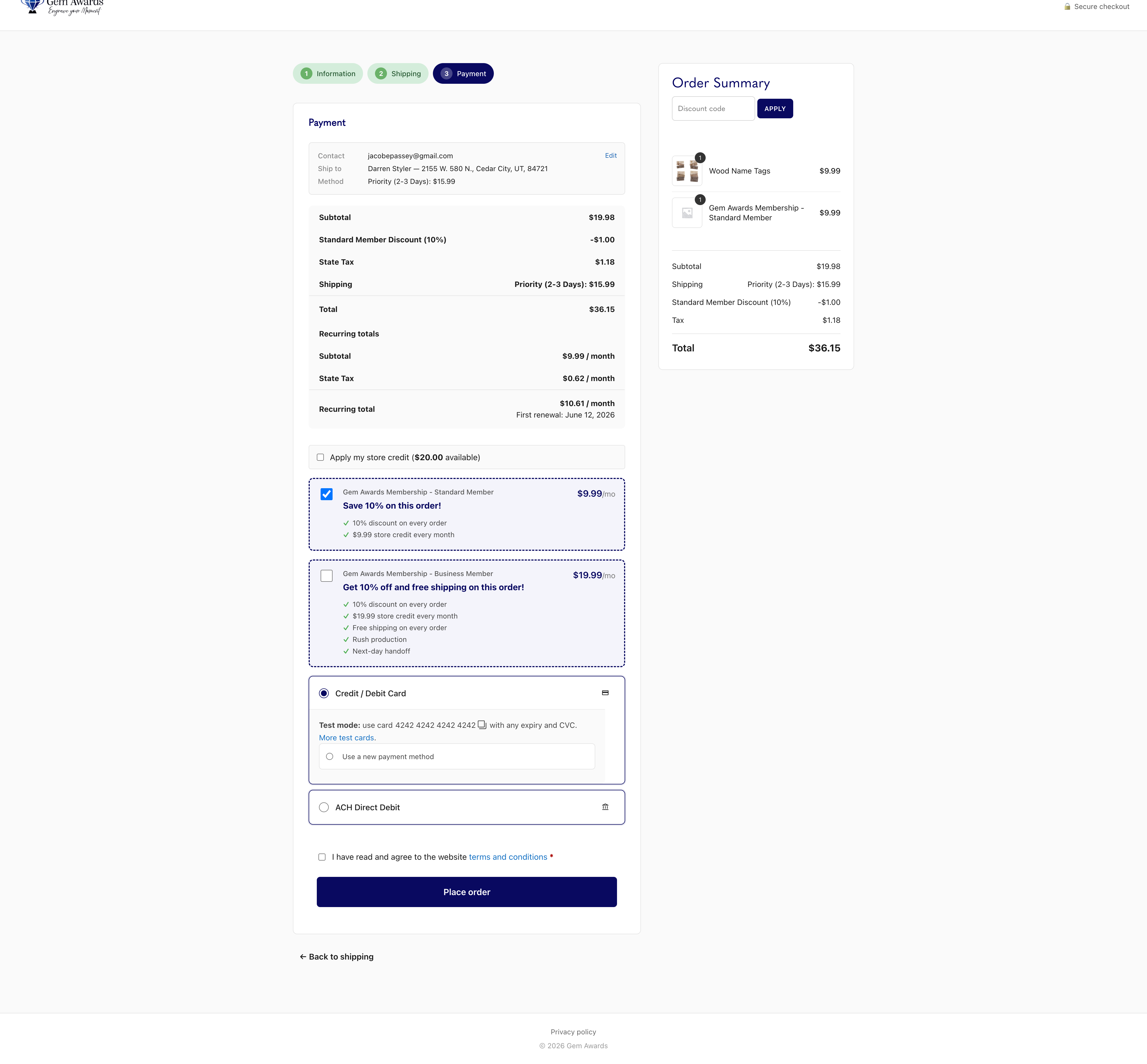 Membership checkout upsell